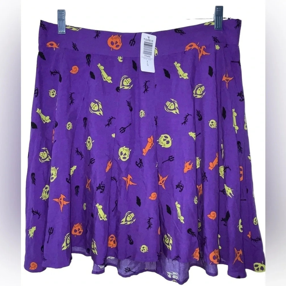 Disney Villains Torrid Halloween Women’s Mini Skater Skirt Challis Purple Size 0